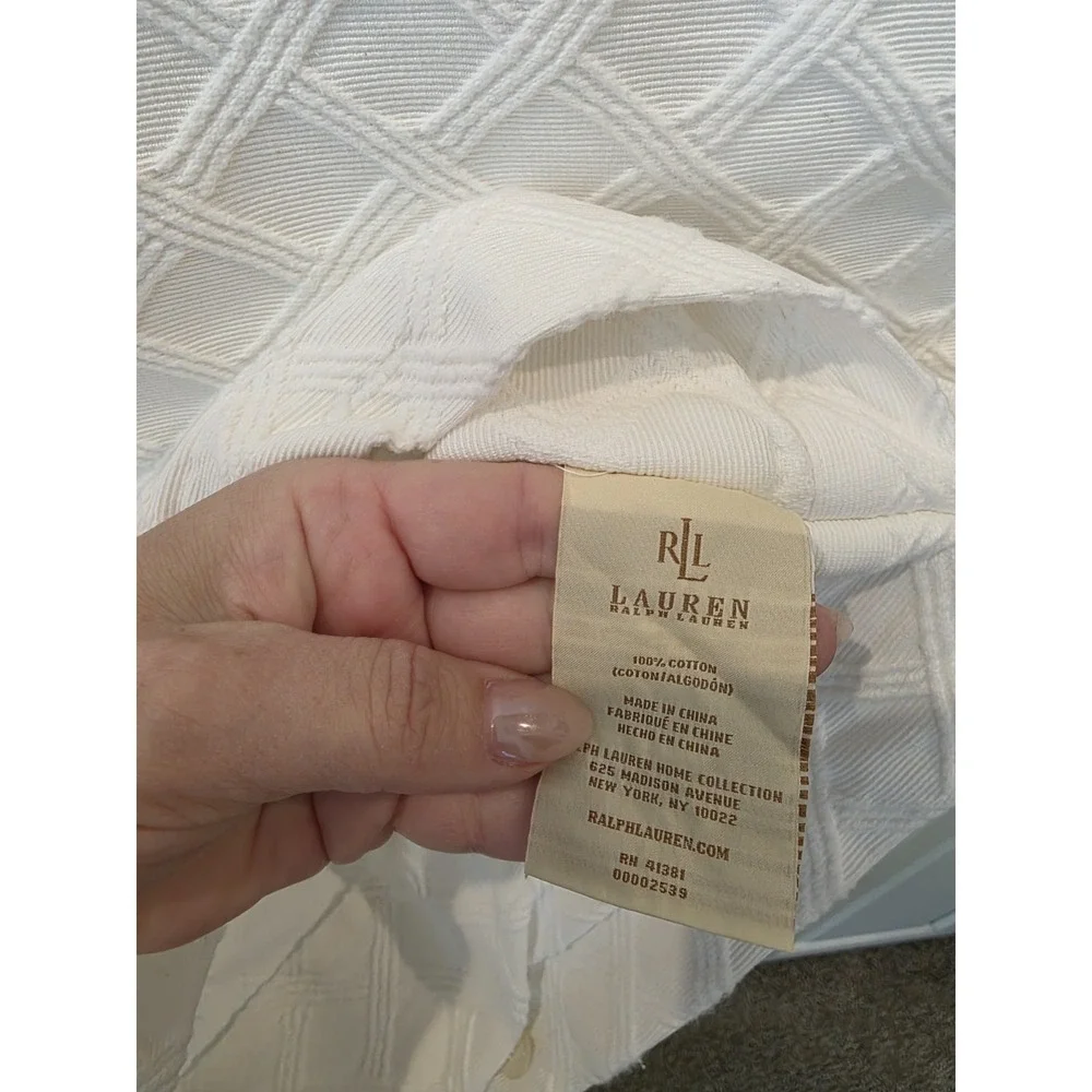 L.RALPH LAUREN GEORGICA GARDEN WHITE LATTICE KING SHAM(2) LikeNew 22